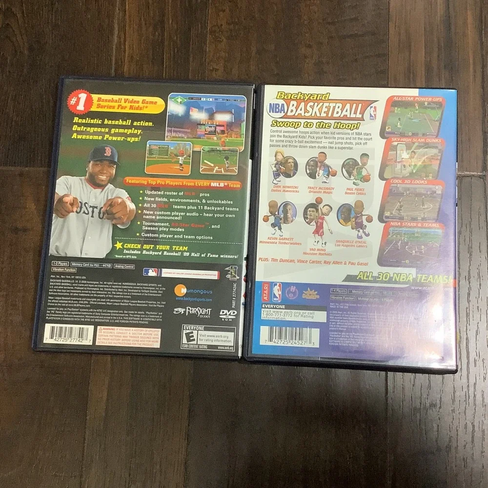 Backyard Baseball 10 & Backyard NBA Basketball PS2 Bundle David Ortiz Tim Duncan